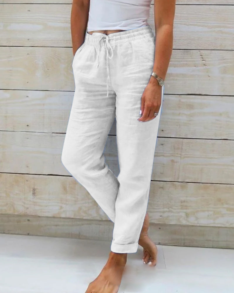 Elena™ | Elastic Cotton & Linen Pants