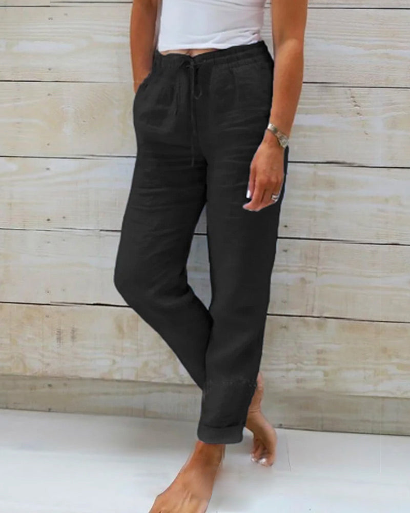 Elena™ | Elastic Cotton & Linen Pants