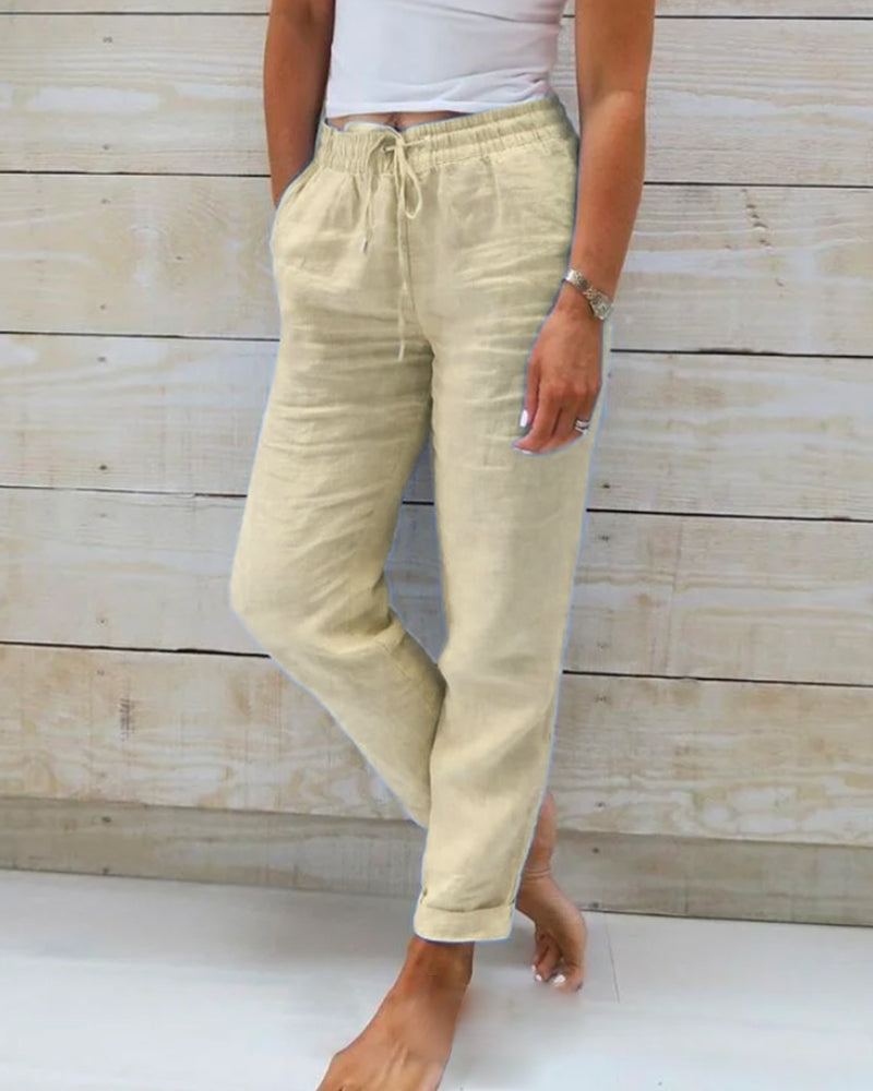 Elena™ | Elastic Cotton & Linen Pants