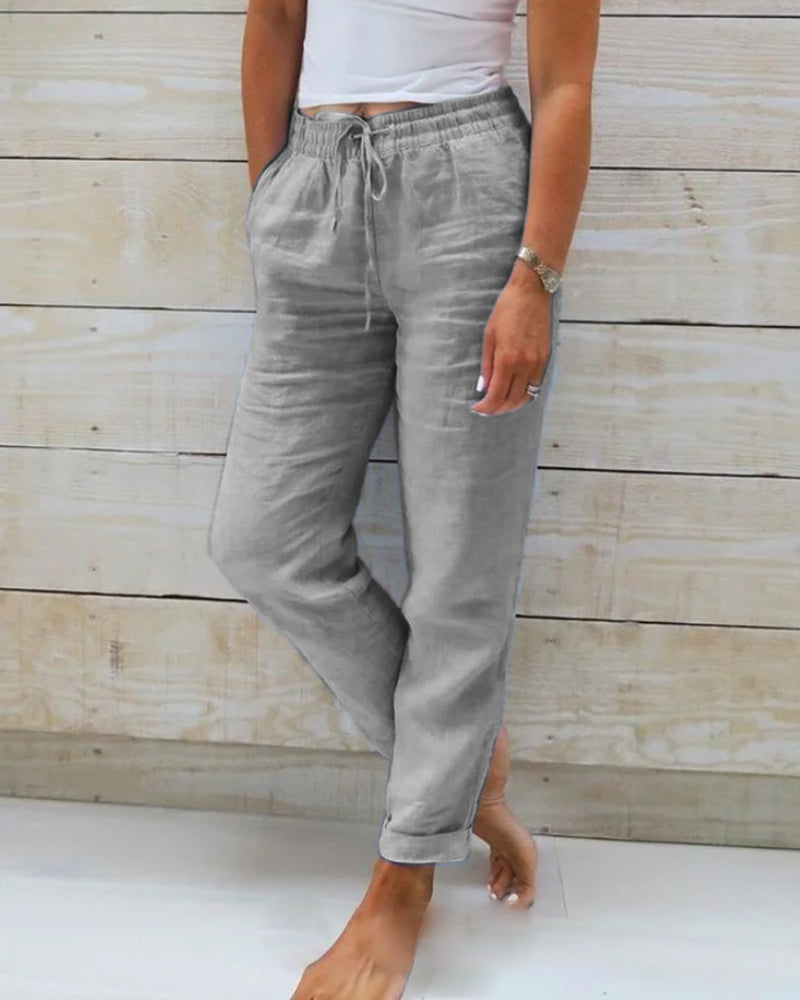 Elena™ | Elastic Cotton & Linen Pants