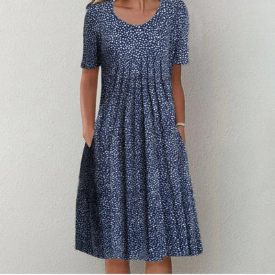 MAYA | ELEGANT FLORAL DRESS WITH TUMMY-FLATTERING LAYERS