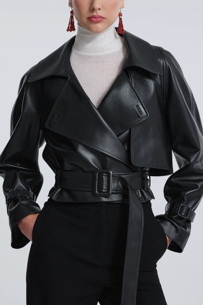 Hatti Cropped Leather Jacket