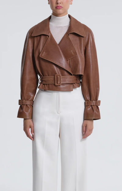 Hatti Cropped Leather Jacket