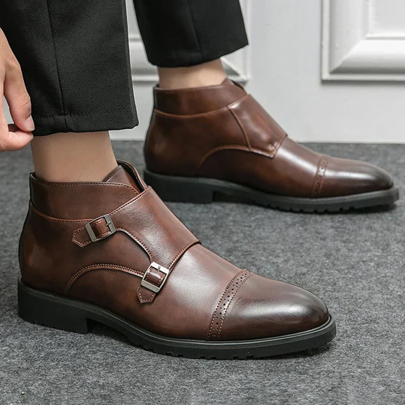 Parker | Faux Leather Double Monk Boots
