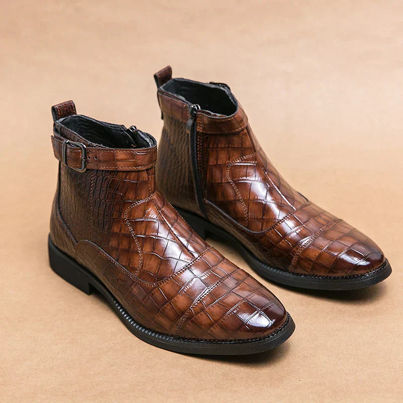 Dylan | Faux Leather Buckle Ankle Boots