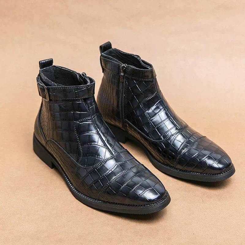 Dylan | Faux Leather Buckle Ankle Boots