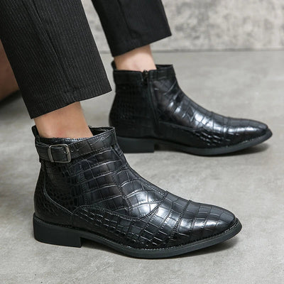 Dylan | Faux Leather Buckle Ankle Boots