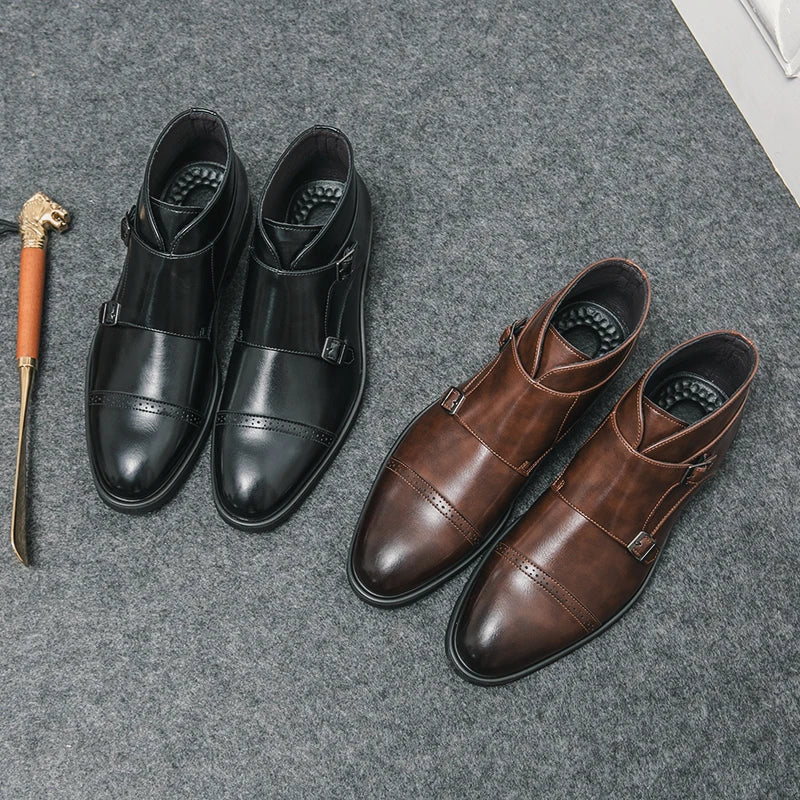 Parker | Faux Leather Double Monk Boots