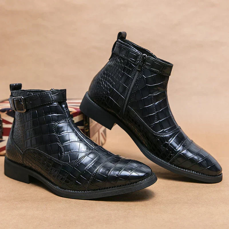 Dylan | Faux Leather Buckle Ankle Boots