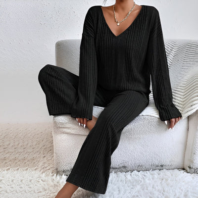 Isla™ | Striped V-Neck Sweater Set