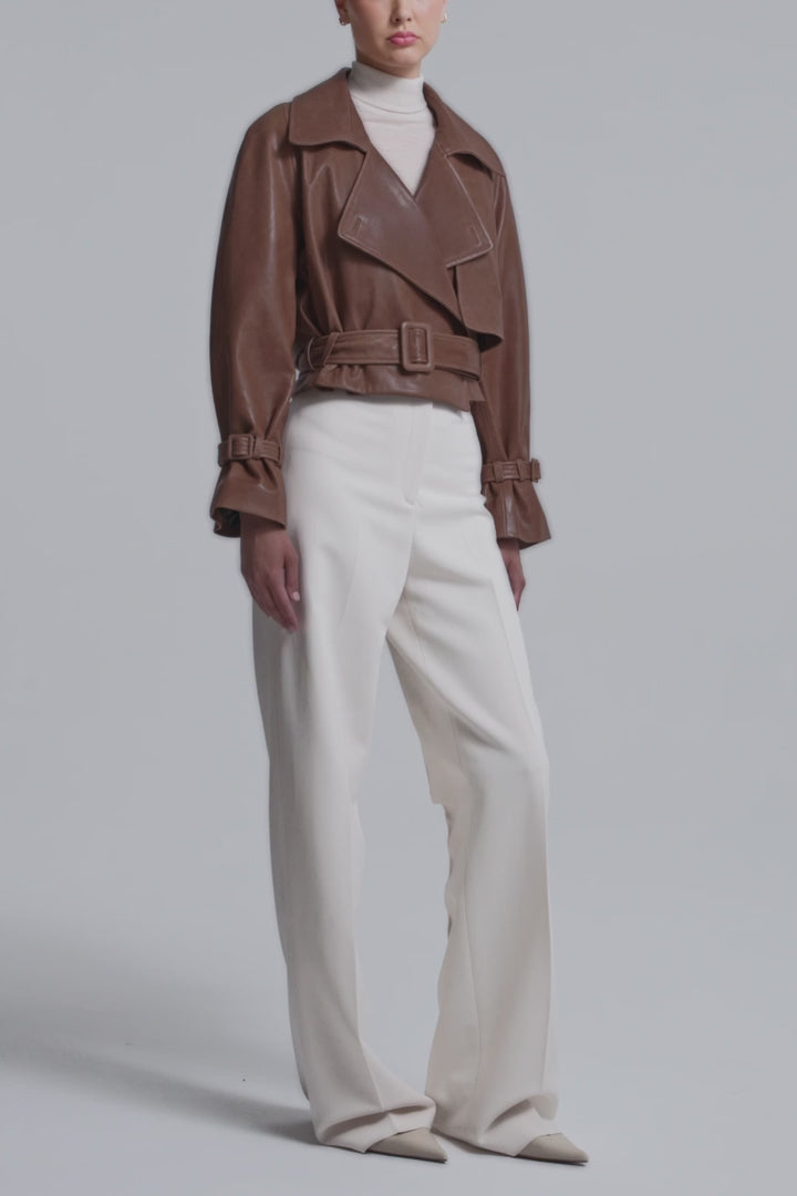 Hatti Cropped Leather Jacket