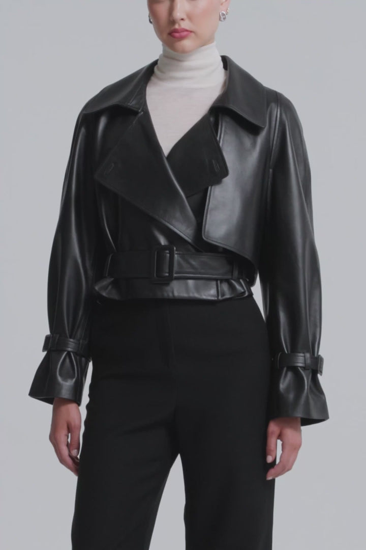 Hatti Cropped Leather Jacket